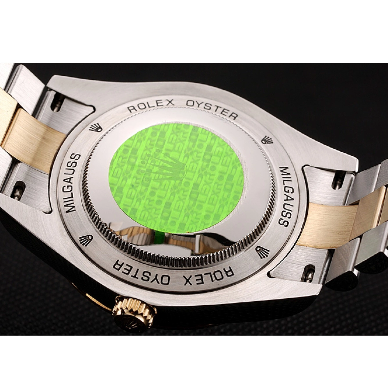 Aaa replica watch Dial Steel Gold Tone Swiss Bracelet Two 1453976 Stainless Rolex Case Diamond Day-Date Black 0726